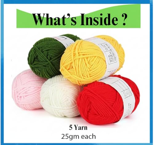 Image of Viharini Crochet Kit for Beginners with Yarn, Crochet Hooks, Stitch Markers, Knitting Needles, DIY Tools & Crochet Thread - Complete Crocheting Set for Adults and Kids (Multi-Colour) (5 Yarn Set)