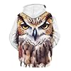 KLJHNVBM Unisex Hooded Sweatshirt Oversized Pullover Hoodie with Pocket Watercolor Cool Owl Head Hoodie Casual Streetwear, Style, XXXL #4