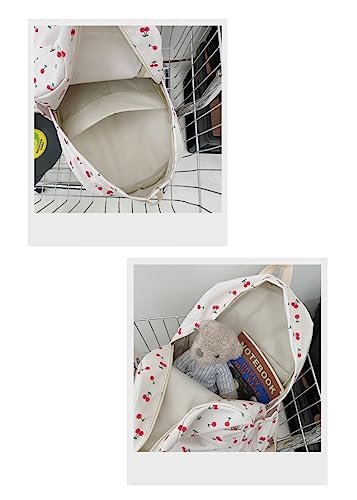 JHTPSLR Preppy Backpack Kawaii Cherry Backpack Cottagecore Aesthetic Backpack Cute Cherry Book Bags Waterproof Casual Daypack (Black)3