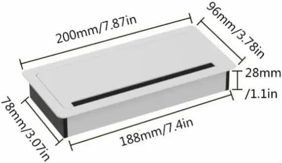 Metal Desk Grommet， 1PC Aluminum 200x96mm PC Desk Wire Cable Grommet Office Table Hole Cover with Black Brush Cable Organizer