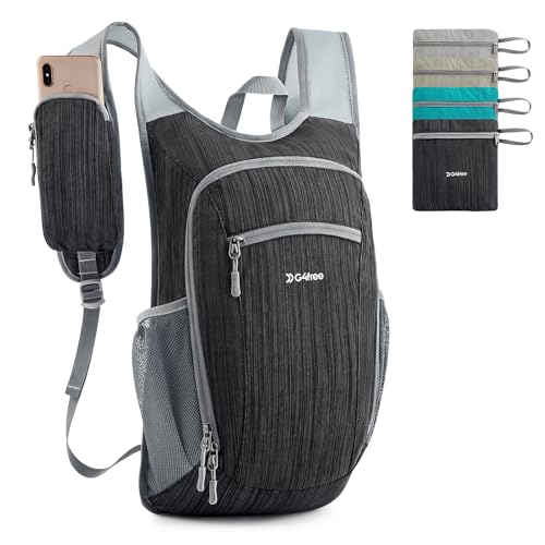 G4Free 15L Hiking Daypack Lightweight Travel Backpack Packable Outdoor Casual Foldable Shoulder Bag (Black)