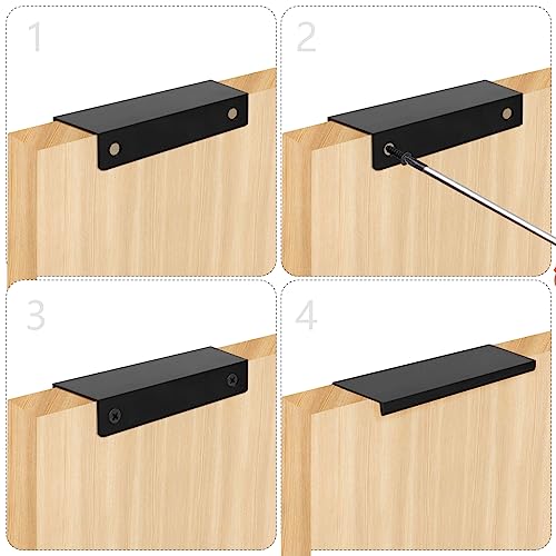Pack of 8 Finger Edge Pull Handle Black Finger Pull Handles 80mm Hidden Door Handle Mount Finger Edge Pull Furniture Handles Concealed Kitchen Handle Strips for Cabinet Wardrobe Drawer Cupboard - Image 4