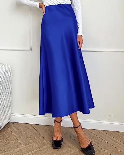 Image of BTFBM 2026 Summer Womens Skirts Silk Elegant High Waist Flowy Long Satin A-Line Midi Skirt Cocktail Wedding Party