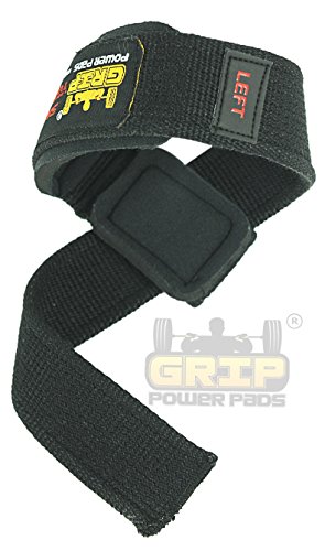 Image of Best Heavy Duty Lifting Straps Neoprene Padded 1 Pair Wrist Wraps & Rubbery Grip Support Straps with Cotton Coated Rubber on One Side