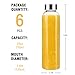 Sursip 24oz Glass Water Bottle Set of 6, Leak Proof Clear glass juice bottle for juicing, Reusable Drinking Bottles with Stainless Steel Lid, Beverage Storage Containers for Refrigerator-BPA Free