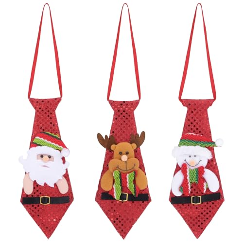 TOYANDONA 3er-pack Weihnachtskrawatten, Originelle Weihnachtskrawatten mit Festlichem Weihnachtsmann- Und Schneemann-print für Damen Und Herren, Ideal für Weihnachtsfeiern...