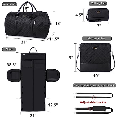 image for TIBES 4pcs Convertible Garment Duffel Bag for Travel - 50L 2-in-1 Carr