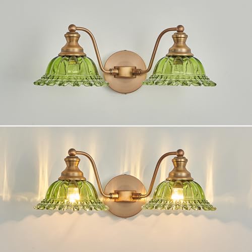 Image of XIEDUN Green 2 Light Vanity Light Bathroom Light Vintage Bathroom Light Fixtures