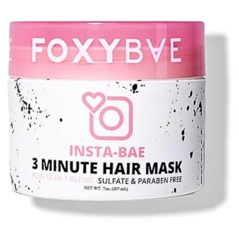 FoxyBae Insta-Bae 3 Minute Hair Mask - Hair Mask for Dry Damaged Hair & Growth - Deep Conditioner Hair Treatment - Hydrating, Moisturizing, Conditioning, Nourishing - for All Hair Types - w/ Biotin Cover