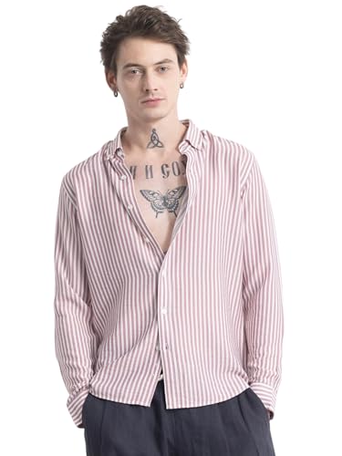 Men's Regular Fit Full Sleeve Poly Cotton Casual Shirrt Men's Formal Shiny Shirt for Men | Stylish Man's Wear Shirrt for Office Or Party (in, Alpha, M, Regular, Men, Peach)