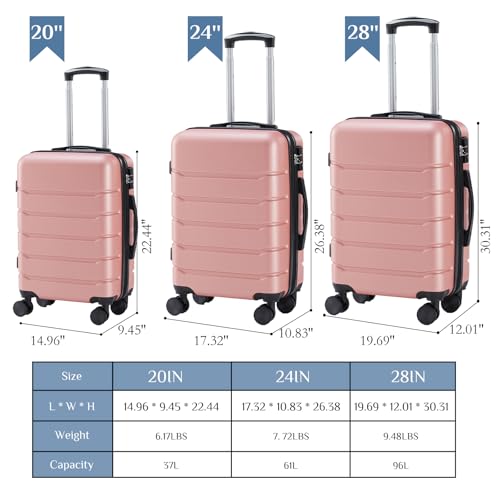 Image of NEWBULIG 24 Inch Checked Luggage, Expandable Suitcase with Spinner Wheels