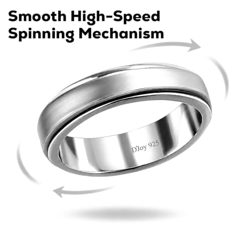 Shop LC 925 Sterling Silver Spinner Fidget Ring for Women Men Size - 6 | Anxiety Ring | Speedy Design | Platinum Plated | Stress Relief Worry | Promise | Boho Jewelry Gift - Image 2