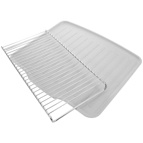 lurrose ステンレス製多機能食器乾燥ラック ドレインボード付き キッチンカウンター用 食器 ボウル カップ収納 滑り止め底 面倒な水切りを