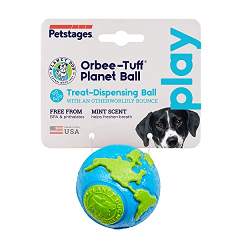 Planet Dog Orbee-Tuff Planet Ball Blue/Green Treat-Dispensing Dog Toy, Small #TOP1