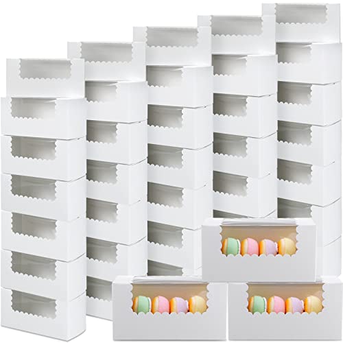 Ireer 60 Pcs 8x4x4 Inch Bakery Boxes with Window for Bread Cookie, White