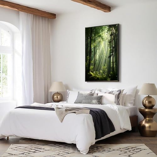 Póster de pared de paisaje verde bosque en 70x100cm que ilumina y decora salones modernos 5