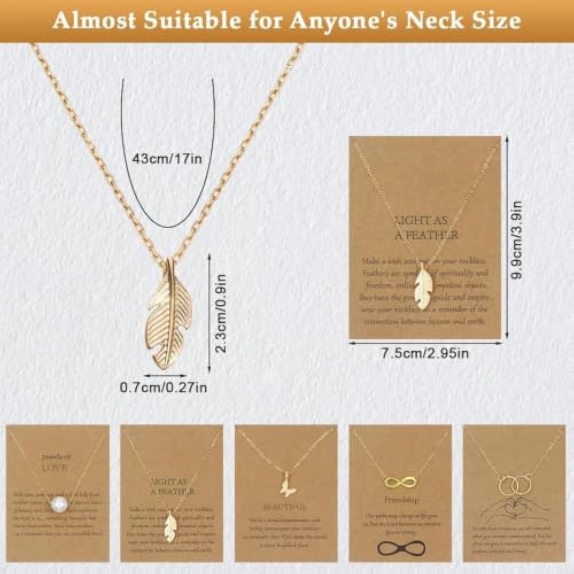 5pc Inspirational Pendant Necklace Set with Pearl, Feather, Butterfly