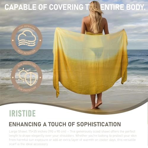 Two-tone Linen Scarf for Women Lightweight Summer Wrap Cotton Shawl Beach Travel Pashmina Gauze 75"×35"4