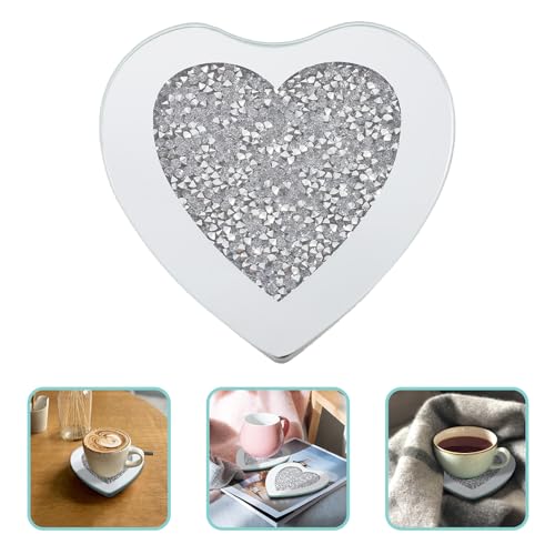 Dessous de tasse en verre de cœur hexagone transparent isolant table - 6