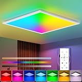 oraymin plafoniera led soffitto moderna, 28w lampadario per camera da letto 3100lm 45x45cmcm, lampadario bambini rgb dimmerabile con telecomando 7 cambia colore, lampada a pannello ultra sottile