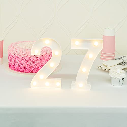 Image of Restaurantware Illumify 7.1 x 1.2 x 8.7 Inch Light Up Number 1 Durable Marquee LED Light - Number 7 Touchproof White Plastic Party Light Keyhole Slot For Parties Weddings Or Special Events