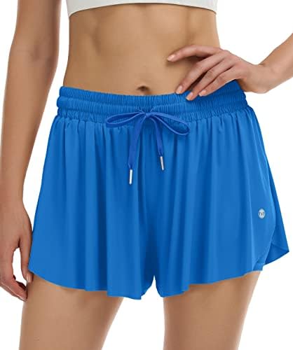 MIRITY 2 in 1 Womens Flowy Athletic Shorts for Running,Yoga,Workout,Biker Butterfly Shorts with Pocket in Summer