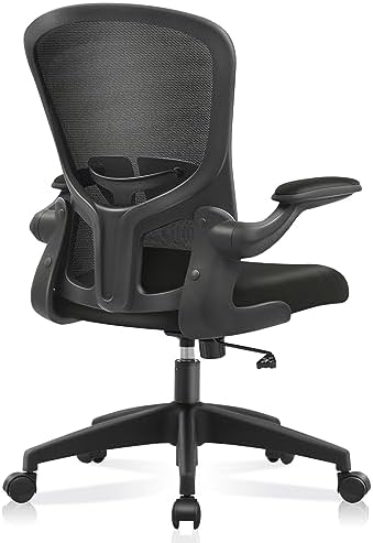 FelixKing Office Desk Chairs, Ergonomic PC Desk Chair with Wheels, Adjustable Lumbar Support and Height, Swivel Computer Chair with Flip-up Armrests, Ergo Mesh Backrest for Working (Black)