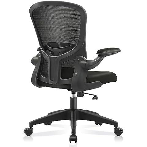 FelixKing Office Desk Chairs, Ergonomic PC Desk Chair with Wheels, Adjustable Lumbar Support and Height, Swivel Computer Chair with Flip-up Armrests, Ergo Mesh Backrest for Working (Black) Cover