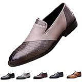 Hixingo Chaussures Habillées Oxford en Cuir pour Homme, Chaussures Ville Homme 38-48 EU Derby Masculin Basse Business en Cuir Confortable Antidérapantes pour Mariage, Officiel (38,Gris 1016)