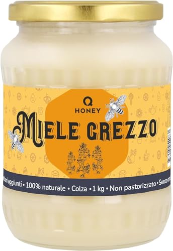 Miele Crudo di Colza dall'Europa – Leggero e dal Sapore Delicato – 100% Naturale, Non Filtrato e Non Riscaldato – Dalle Api Nutrite Senza Zucchero