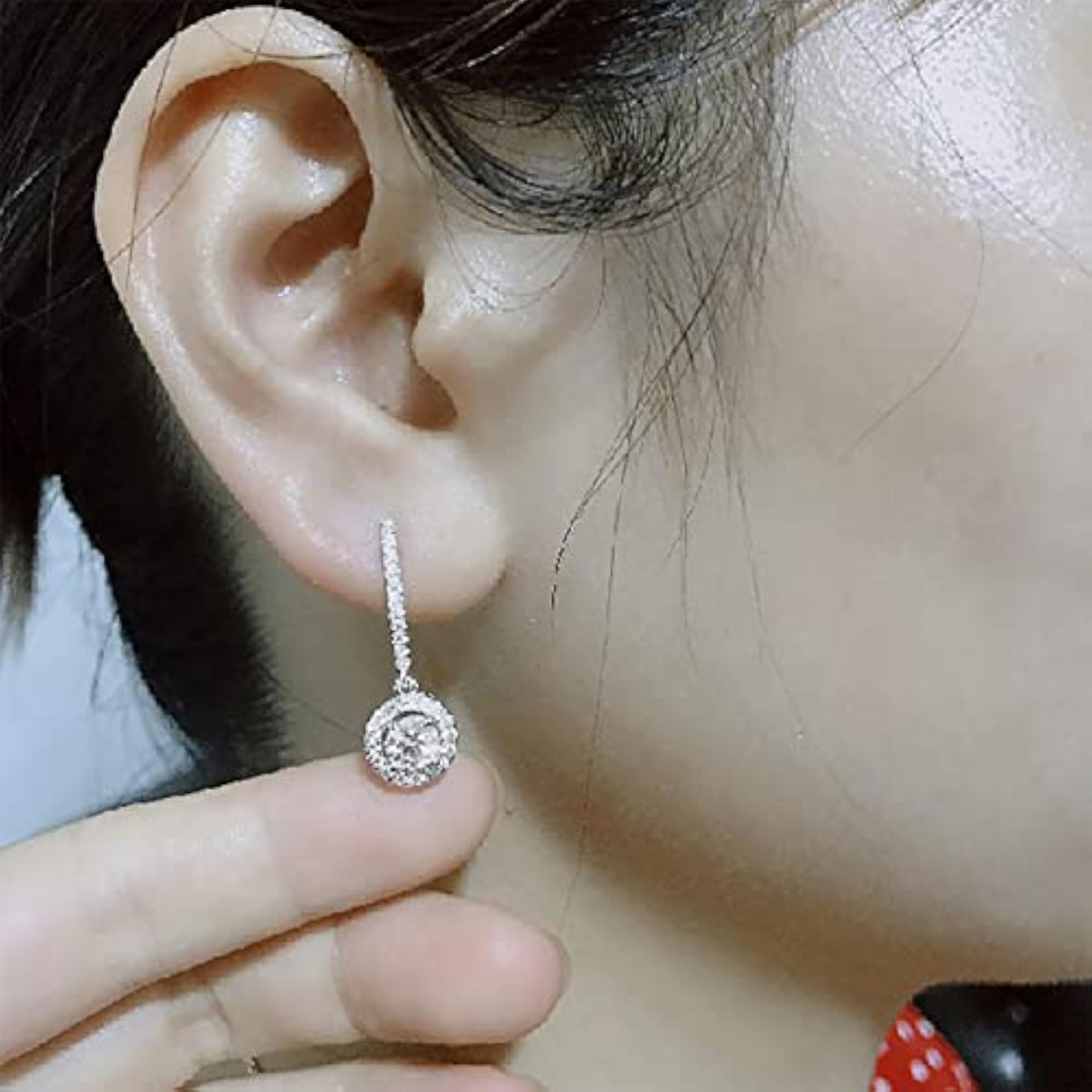 Women's American Diamond Studded Silver Plated Hoop Drop Earrings
