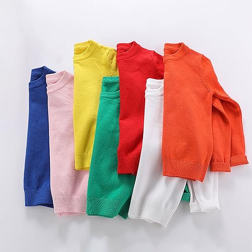 Toddler Boys And Girls Fall And Winter Round Neck Pullover Solid Color Knitted Sweater College Daily Wear Boy Sweatshirt (Orange, 3-4 Years)4