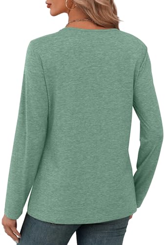 XIEERDUO Long Sleeve Shirts for Women V Neck Fall Tops Basic Tunic Tops Loose Fit Dressy 20254