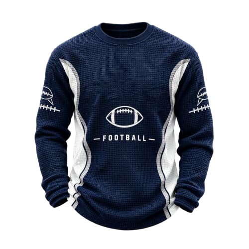 Rugby Shirts for Men Casual Long Sleeve Waffle Knit Game Day Sweatshirt - image 1