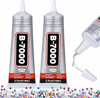 KACHKIT B-7000 Clear Adhesive Glue for Rhinestone Crafts, Jewelry, Fabric, and Screen Repair - High Viscosity Multi-Purpose Glue (50ML / Pcs-2).