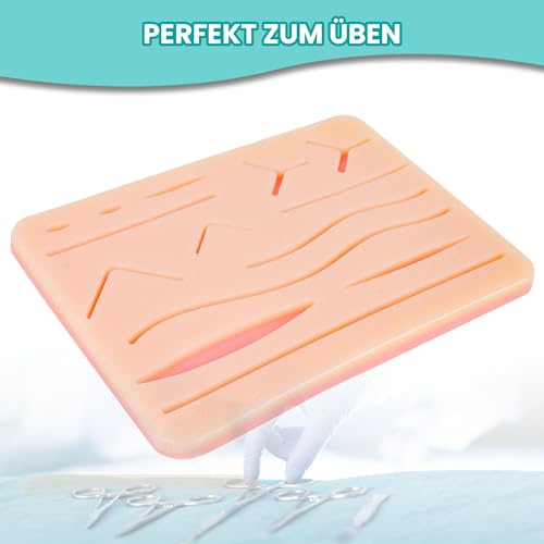 Übungsbrett Silikon Nahtpads, Suture Pad für chirurgisches Nahtset mit 3 Schichten, Suture Practice Kit mit 14 Wunden, Nähset Medizin, Nahtset Übung Medizin, Chirurgisches Nahtset Übung
