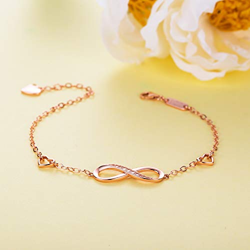 Billie Bijoux 925 Sterling Silver Infin/ity Bracelet Womens Rose Gold