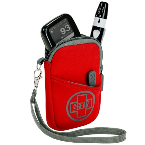 USA Gear Glucose Monitor Case and Inhaler Holder - Weather Resistant Neoprene, Belt Loop, Detachable Wrist Strap - Pouch fits Diabetic Blood Monitor, Lancets, Lancing Pen, Asthma Inhaler and More