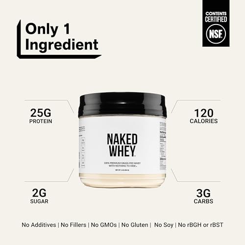 Image of NAKED Whey 1Lb - Only 1 Ingredient, Grass Fed Whey Protein Powder, NSF Certified, Undenatured, No Gmos, No Soy, Gluten Free, Stimulate Growth, Enhance Recovery - 15 Servings