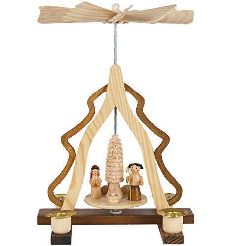Weihnachts-Pyramide in Tannenform Krippenszene, H: 22 cm, Natur, im...