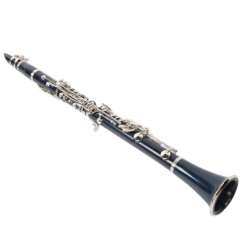 Clarinetto Professionale Qqmora in Bachelite Blu, Si Bemolle, con Kit per Clarinetto ad Ancia, Strumento a Fiato, Ancia, Registratore, Rosso/Mazarine/Bianco/Nero (Opzionale), Metallo, Classico
