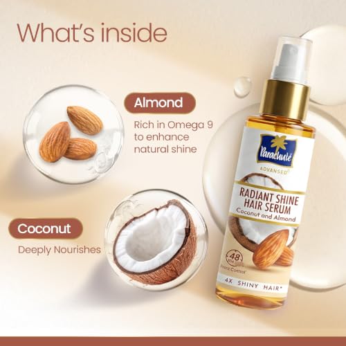 Image of Parachute Advansed Radiant Shine Hair Serum | Coconut & Almond | 48Hr Frizz Control | 4X Shiny Hair | 45ml