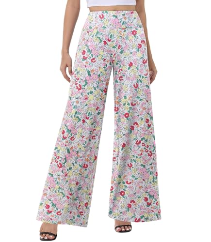 Image of ZOOSIXX Wide Leg Palazzo Pants for Women - High Waist Casual Beach Lounge Pants Loose Flowy Pants Stretchy Trousers