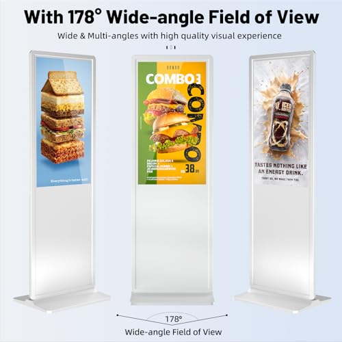 Image of JIYANG 32.5 Inch Indoor Touchscreen Digital Signage Displays Digital Interactive Kiosks LCD Totem Monitor with WiFi /USB Input Auto Media Player Android System(White,Touchscreen)