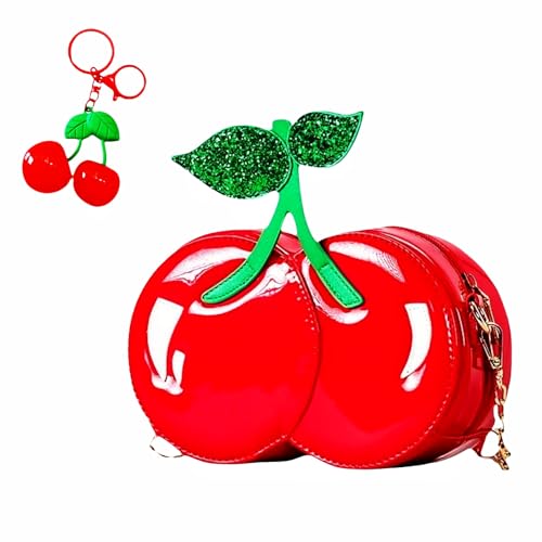 Novelty Handbags, Fun Shape Purse Chainstrap Glitter,Cherry shaped purse.