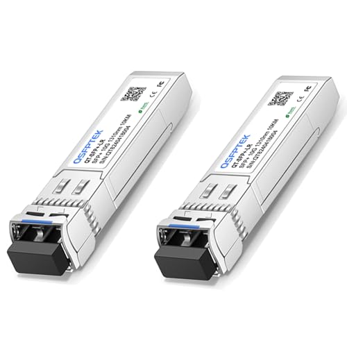 Image of QSFPTEK 2Pack 10GBASE-LR SFP+ Module, 10Gbe 1310nm, 10km, DDM LC 10G SingleMode Fiber Mini-GBIC Network Transceiver for Cisco SFP-10G-LR, Ubiquiti UF-SM-10G, Mikrotik, Netgear, Qnap NAS, D-Link