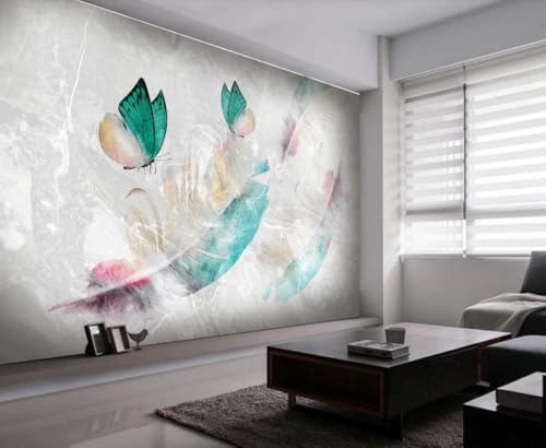 Tzxztt Marmoleado De Mariposa Papel Pintado 3D Póster Restaurante Dormitorio Salón Sofá TV Pared Decorativa-400cm×280cm