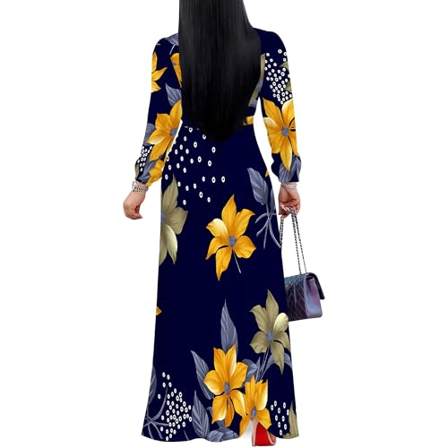 PinkPatty Women's Long Sleeve Maxi Dress Plus Size Casual V Neck Wrap Dress with Pockets&Belt3