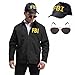 Produktbild FBI Set mit Jacke und Mütze und Piloten-Sonnenbrille: Unisex, für Herren und Damen, Spezialagent, Polizisteam-Kostüm, Größe L