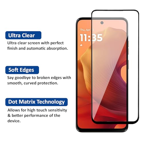 Image of AIBEX Tempered Glass for Motorola G15 / Motorola G15 Power /Motorola G05 / Motorola E15 | 9H Hardness | Anti-Glare & Anti-Fingerprint | Water Resistant|Edge-to-Edge Full Screen Protector|Bubble-Free